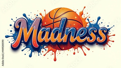 Basketball Madness Graphic With Splatters