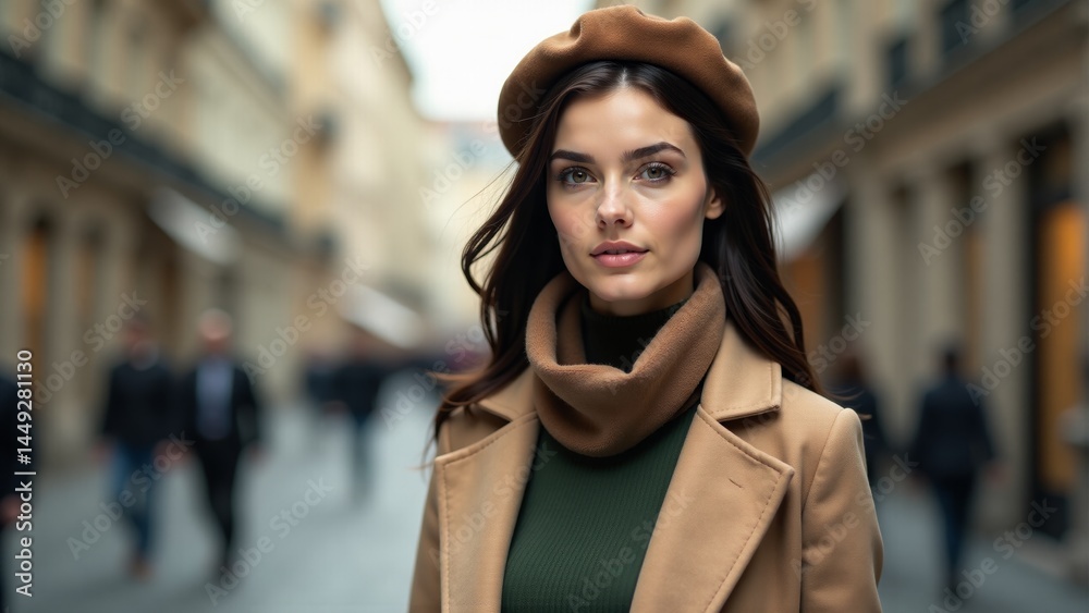 Fototapeta premium Stylish Woman Posing On City Street