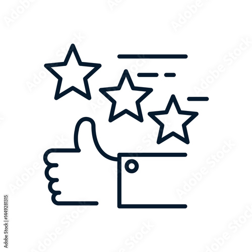 Like, stars. Customer satisfaction concept. Vector linear icon isolated on white background.