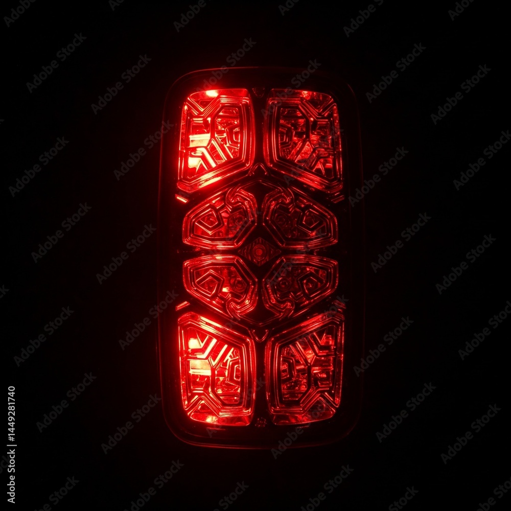 Obraz premium red tail light of car closeup in the dark night