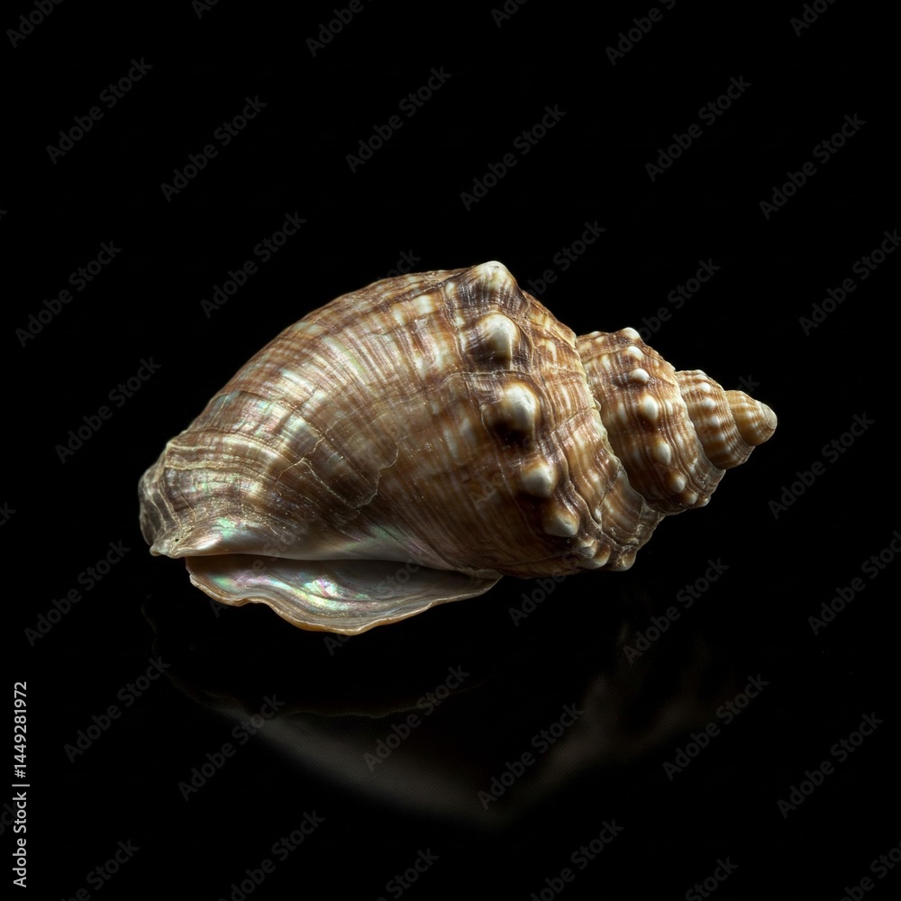 brown and white seashell isolated on black background brown and white seashell isolated on black background