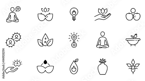 Wellness, happy life healthy icons