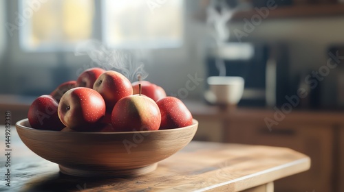 Wooden bowl of red fruit