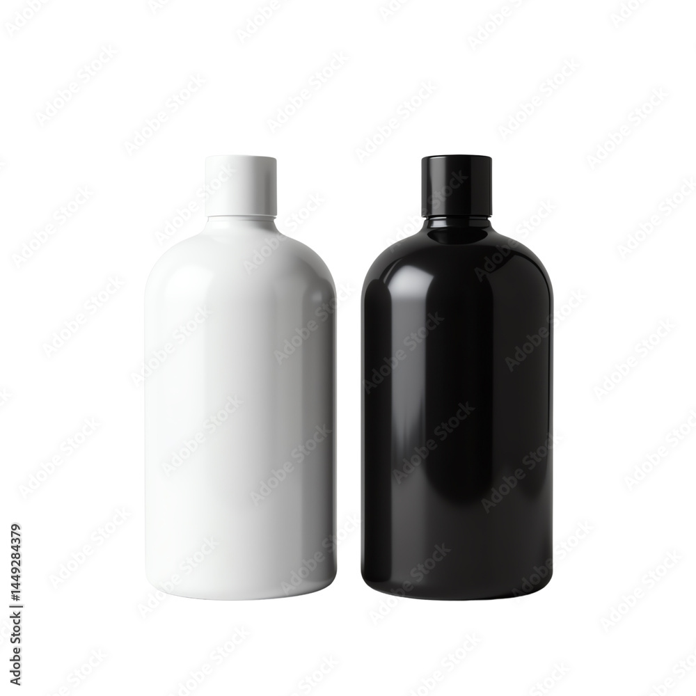 Two stylish bottles in black and white colors. Two stylish bottles in black and white colors.