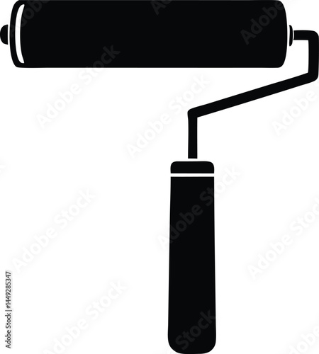 Paint roller icon, Long paint roller silhouette vector
