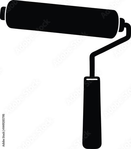 Paint roller icon, Long paint roller silhouette vector