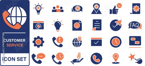 Customer service and support line icons collection. Big UI icon set in a flat design. Thin outline icons pack. Vector illustration