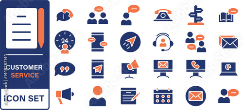 Customer service and support line icons collection. Big UI icon set in a flat design. Thin outline icons pack. Vector illustration