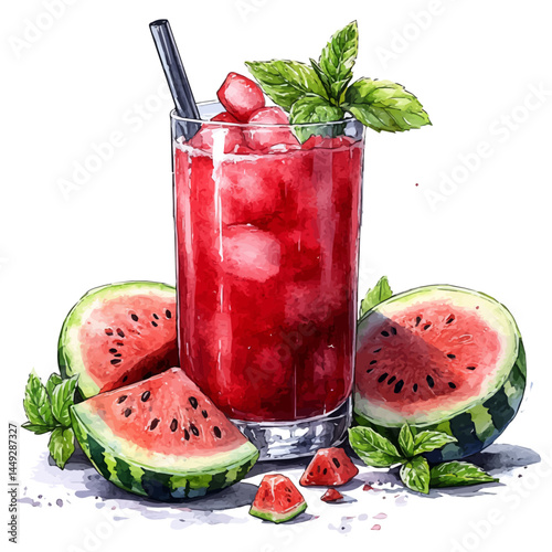 watercolor of Refreshing, vector, isolated on a white background.