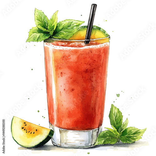 watercolor of Refreshing, vector, isolated on a white background.