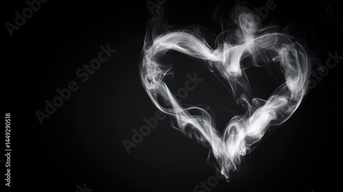 Heart-shaped smoke on black background