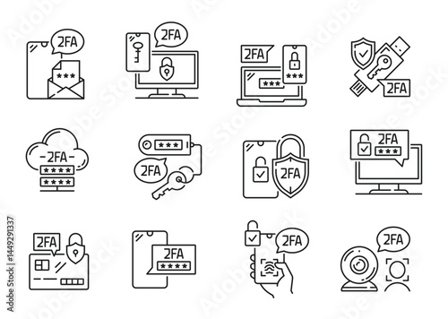 Twofactor authentication icons illustrate digital security