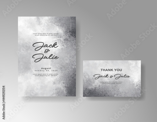 Wedding invitation with abstract splash watercolor