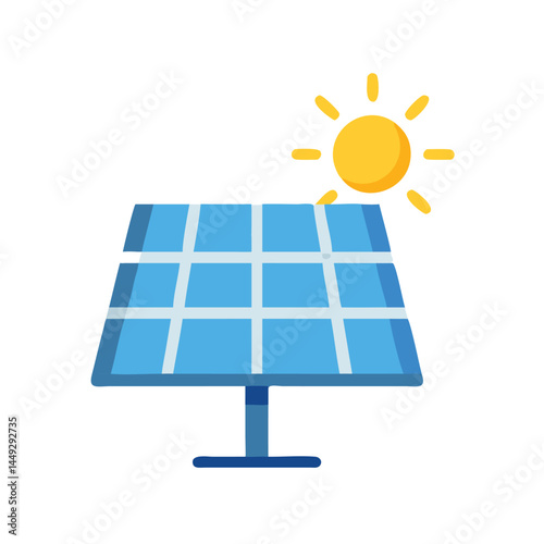 solar panel and sun vector icon