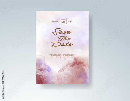 Wedding invitation with abstract splash watercolor
