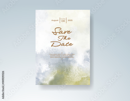 Wedding invitation with abstract splash watercolor