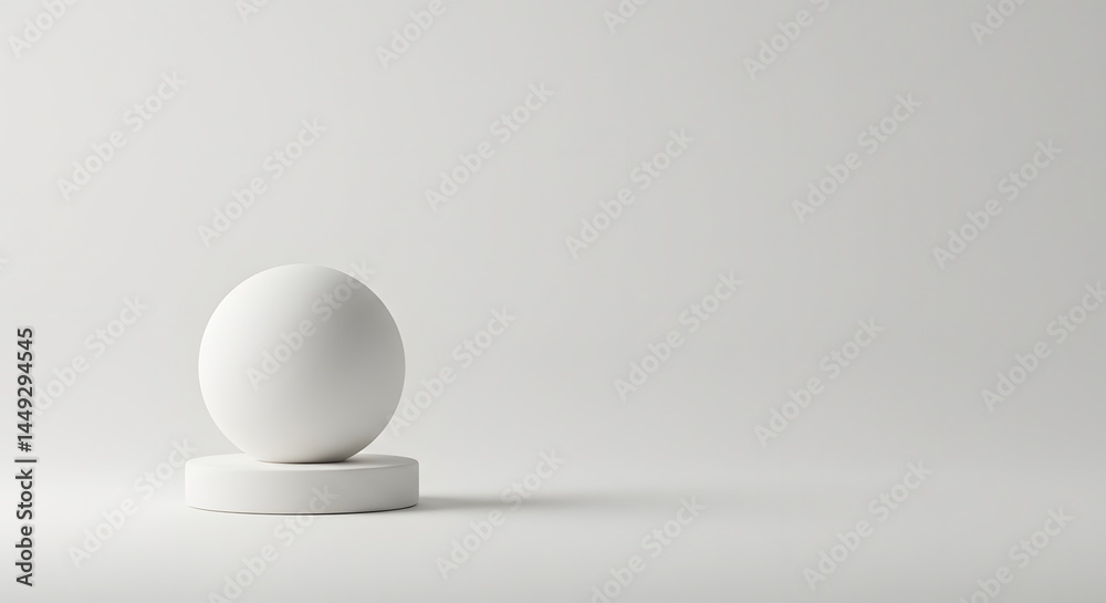 Sphere on Podium Minimalist White Background Still Life Sphere on Podium Minimalist White Background Still Life