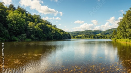 Serene Saint-Agnan Lake in Morvan Regional Natural Park, France
