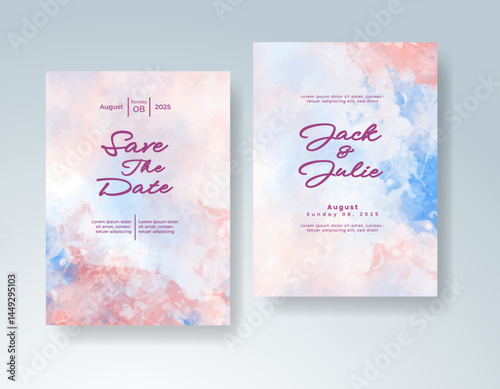 Wedding invitation with abstract splash watercolor