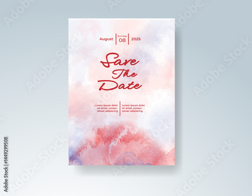 Wedding invitation with abstract watercolor background