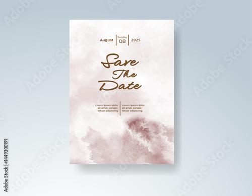 Wedding invitation with abstract watercolor background