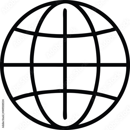Globe icon on metal grid. Globe icon of the world. Globe in a cage. Line art vector of the world