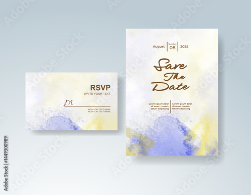 Wedding invitation with abstract watercolor background