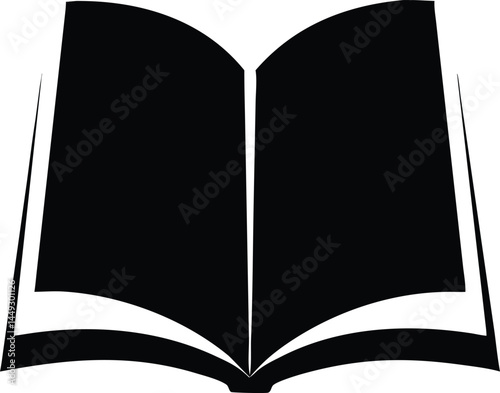 A black silhouette showing a book open and ready for knowledge and study