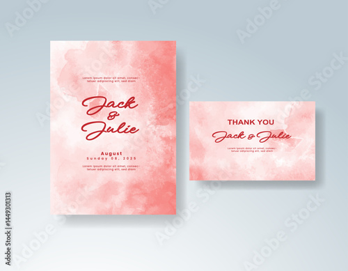 Wedding invitation with abstract watercolor background
