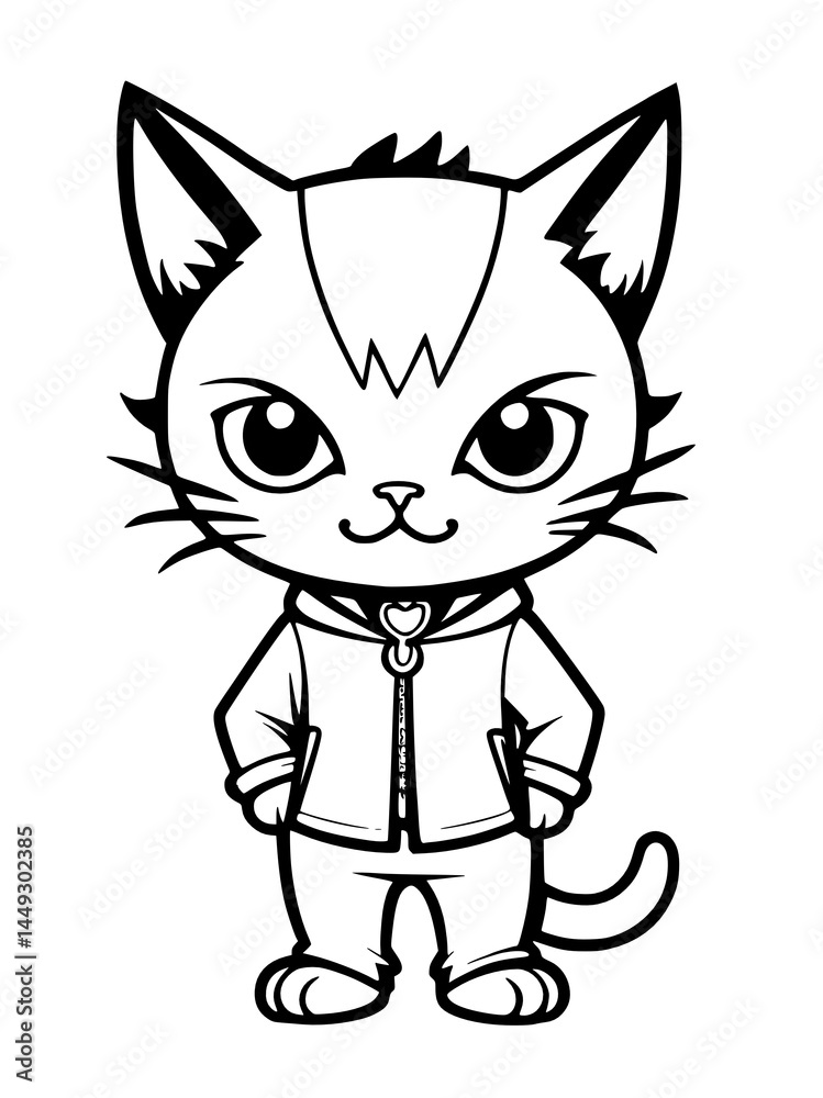 cute cat with kitten cartoon