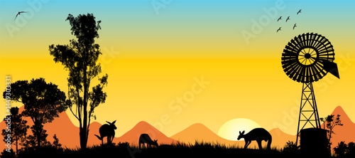 Bright colorful Australia scene with mountains
