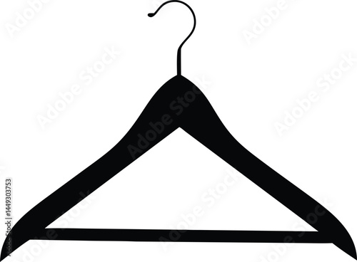 A simple black hanger appears poised against a plain, clean white backdrop