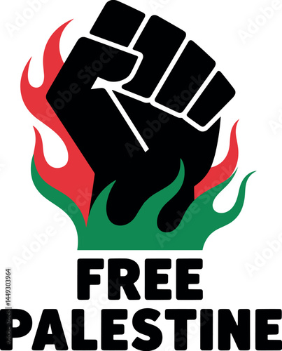 Palestinian Protest Fist Design with Flames Eco Trend for Peace Justice T-Shirt Vector EPS File Free Download