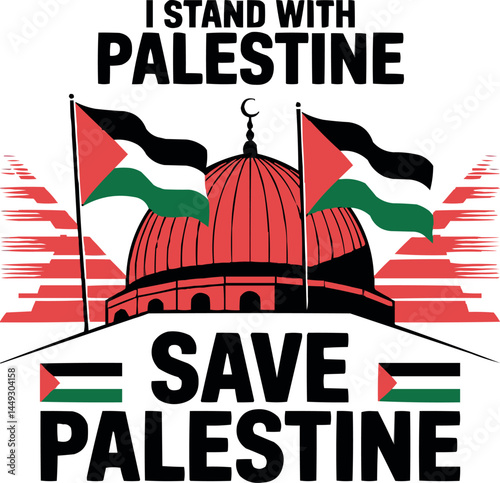 I stand with Palestine Typography Save Gaza For Peace and Justice T-shirt SVG, PNG File Free Vector Download