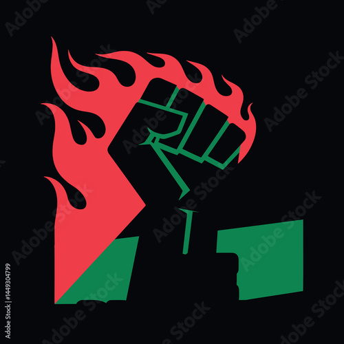 Free Palestine Fist Design with Flames Strong Protest Symbol for Peace and Justice T-shirt SVG, PNG File Free Vector Download