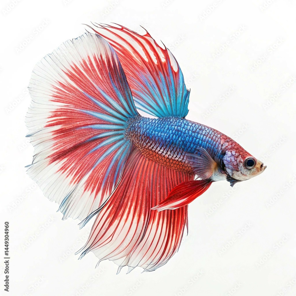 Fototapeta premium Betta Fish Colorful Red and Blue Freshwater Fish for Aquariums