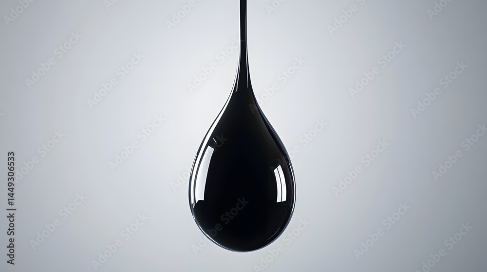 Obraz premium Single Black Oil Drop Falling Abstract Background