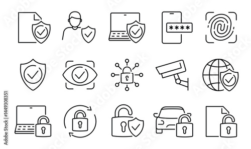 Security icons Data identity and tech