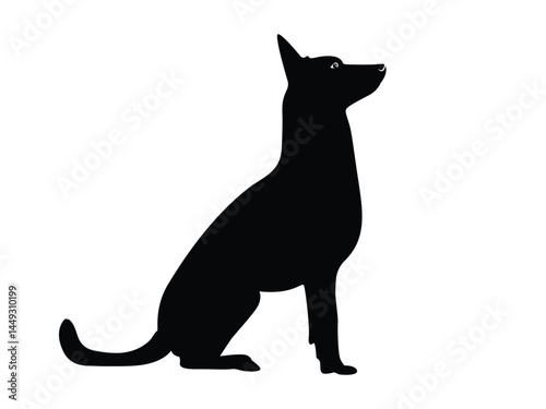 German Shepherd Dog Silhouette. Vector Illustration.