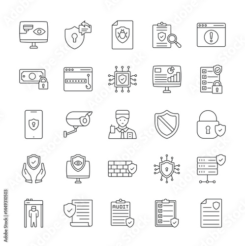 Cyber security icon set protecting data