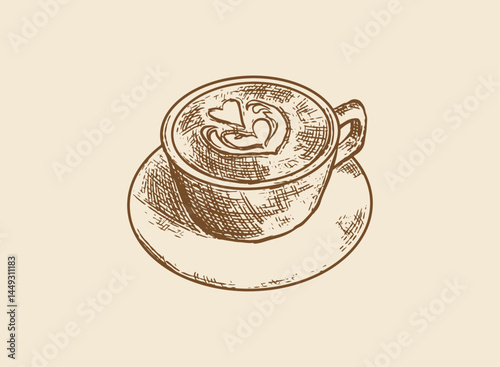 Illustration of an Handdrawn Vintage Coffee Mug