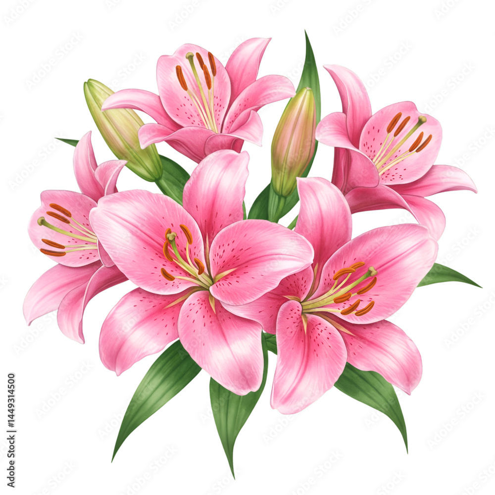 Naklejka premium pink lily isolated on white background