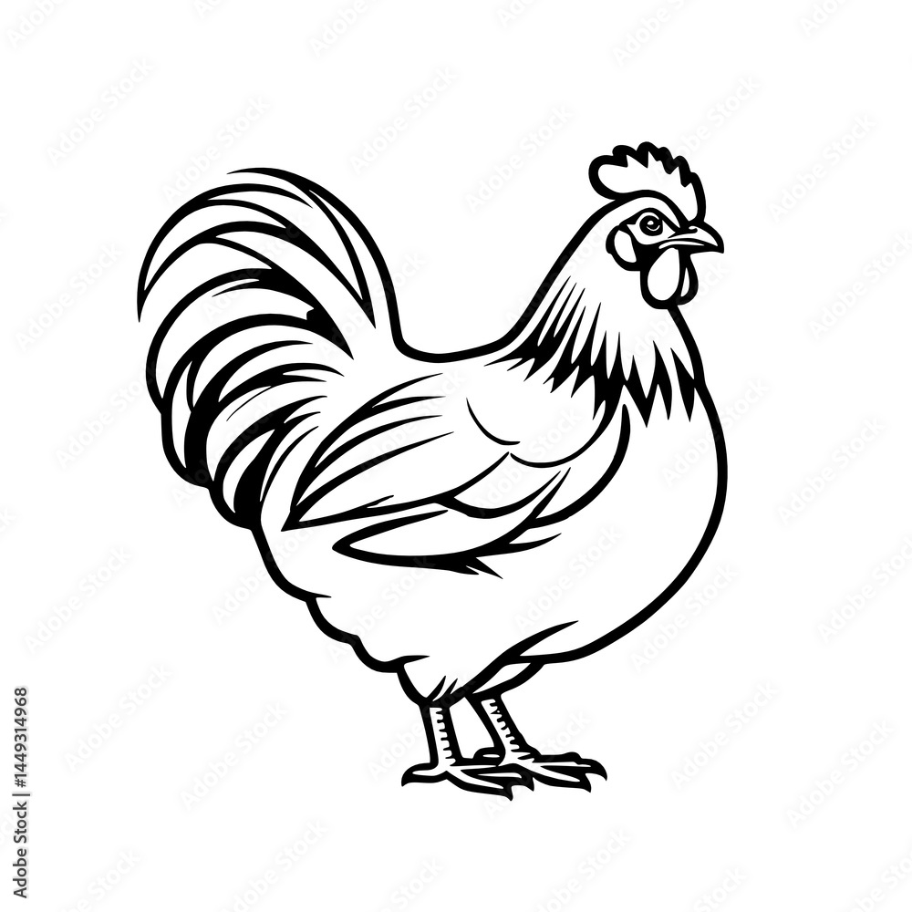 illustration of a rooster, chicken cartoon