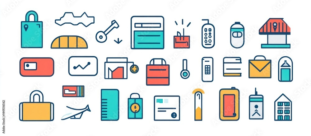Collection of simple line icons Collection of simple line icons