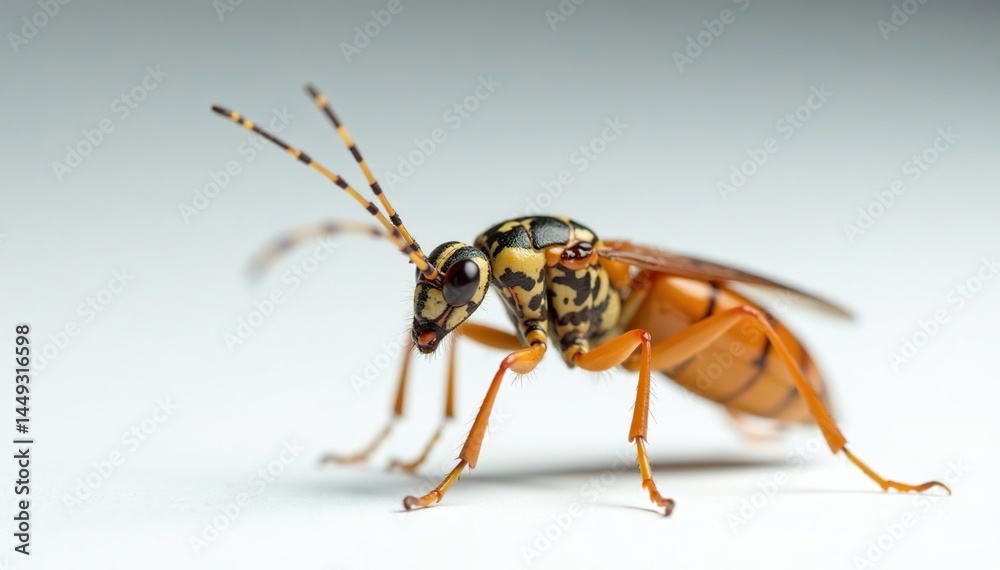 Fototapeta premium Close-up of a single insect on plain white background, specimen, template