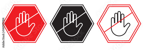 Set of Stop street icon collection. Traffic sign to notify drivers and provide safe and orderly street operation. Vector flat style illustration isolated on white background. Red stop sign.