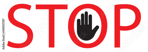 Stop sign set. Stop icon isolated on white background. Vector illustration. Stop hand sign with text. Red stop sign.