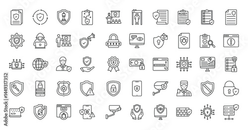 Cyber defense icons depict robust security measures