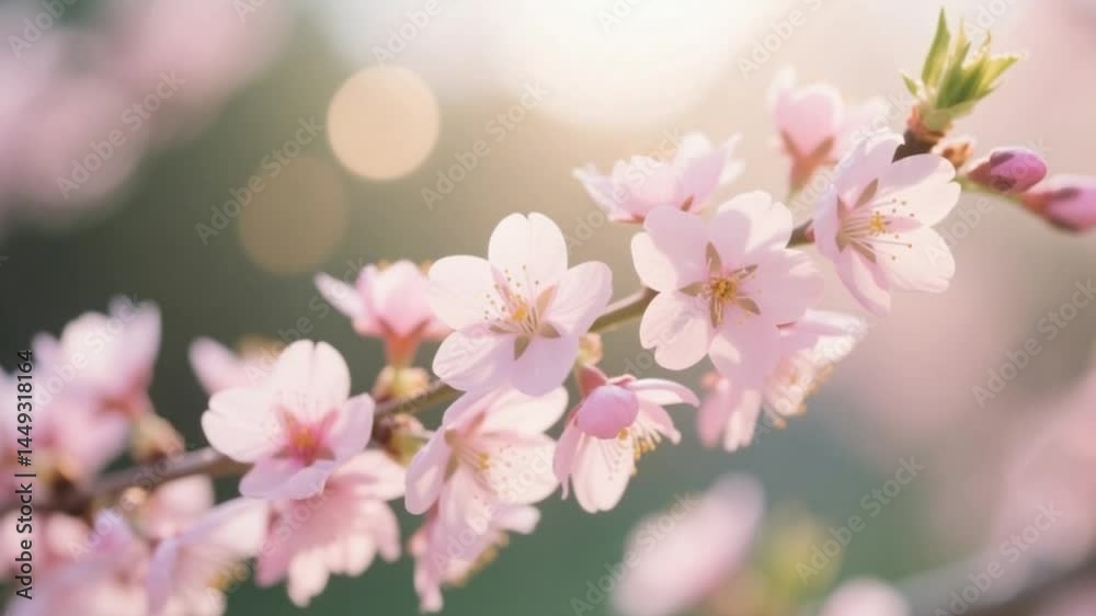 Cherry Blossom Delicate Pink Petals on Blooming Branch with Bokeh Background – 4K HD Video Footage Download, Springtime Nature Photography, High Detail Floral Beauty Cherry Blossom Delicate Pink Petals on Blooming Branch with Bokeh Background – 4K HD Video Footage Download, Springtime Nature Photography, High Detail Floral Beauty