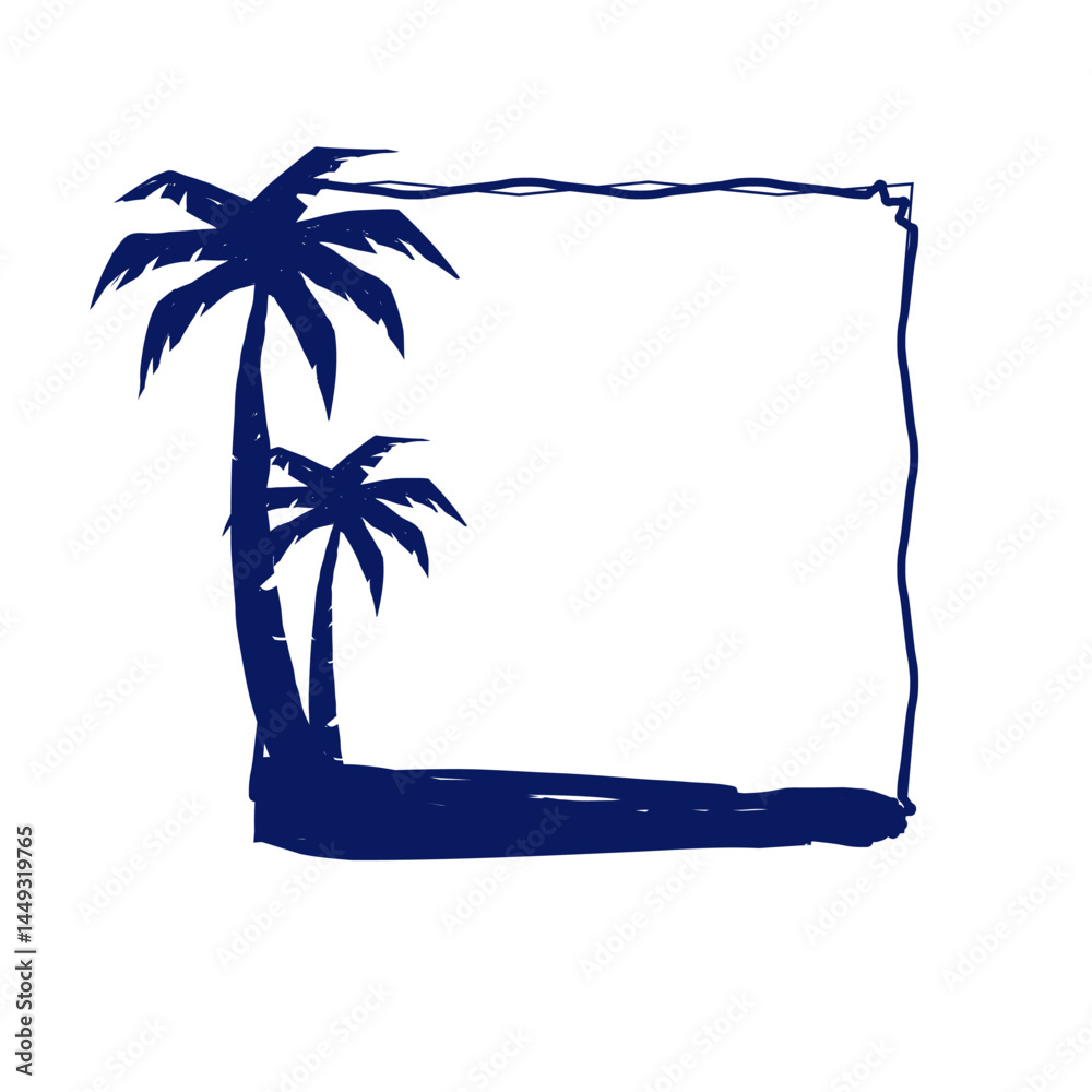 Palm tree frame with copy space inside, tropical silhouette